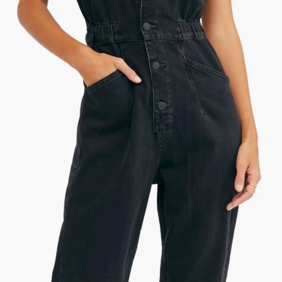 FREE PEOPLE Black Denim Jumpsuit SIZE XS - Picture 3 of 8